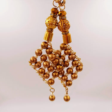 Handcrafted Gold Bead Tassels Latkan, Indian Latkans, Gold Beaded Danglers